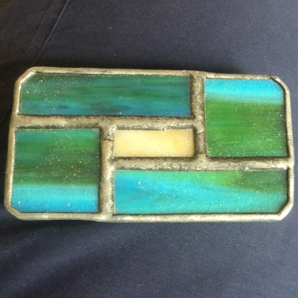 Hand Crafted Accessories - Vintage stained glass hand crafted belt buckle